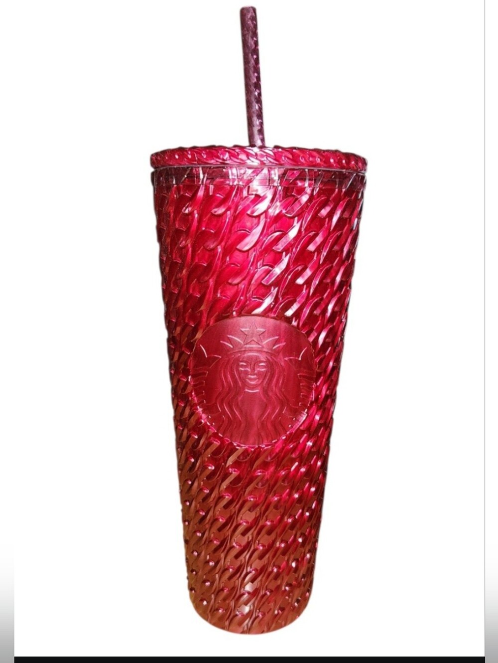 Starbucks 2024 Holiday Chain Link Magenta Studded 24oz Cold Cup Tumbler